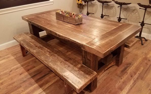 Barnwood Table with Benches